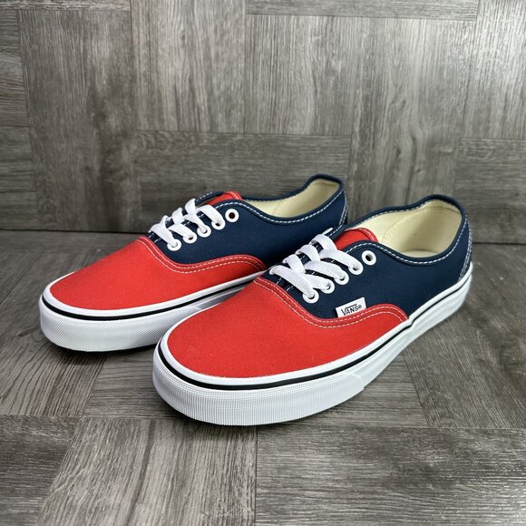 Vans Authentic Women size 8.5 Red Blue White Causal Shoes - Picture 3 of 8